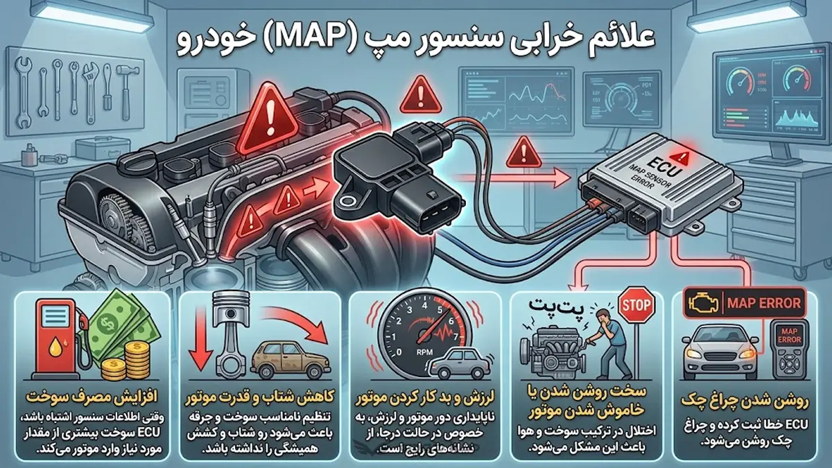 علائم خرابی سنسور مپ خودرو